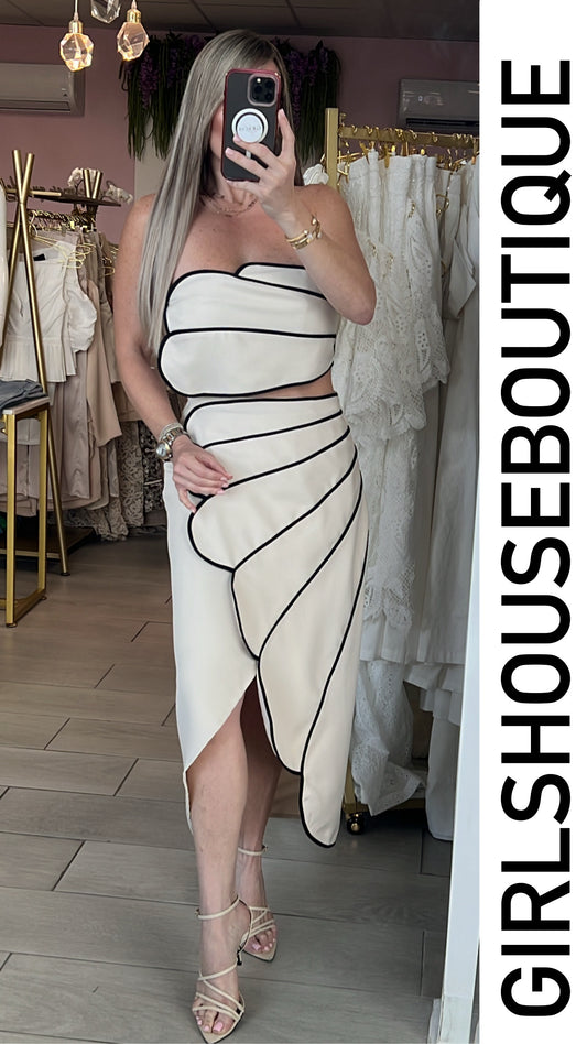 Shell Design Crop Top & Skirt Set