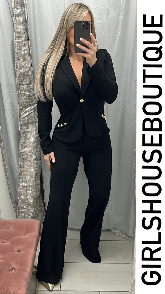 Dark Black Muse Blazer&Pant Set