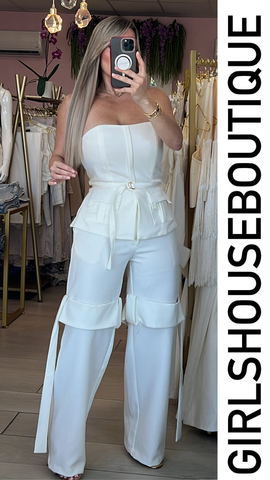 Alana White Strapples Top & Pant Set