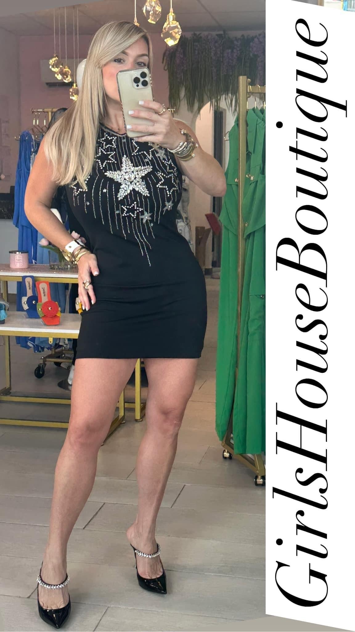 Star Black Short Dress