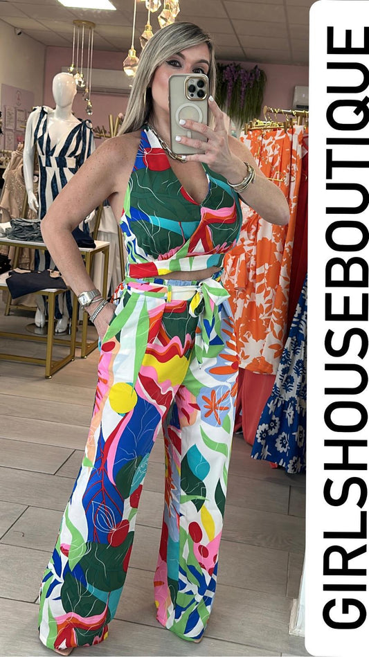 "Just Another Day In Paradise" Halter Two Piece Set
