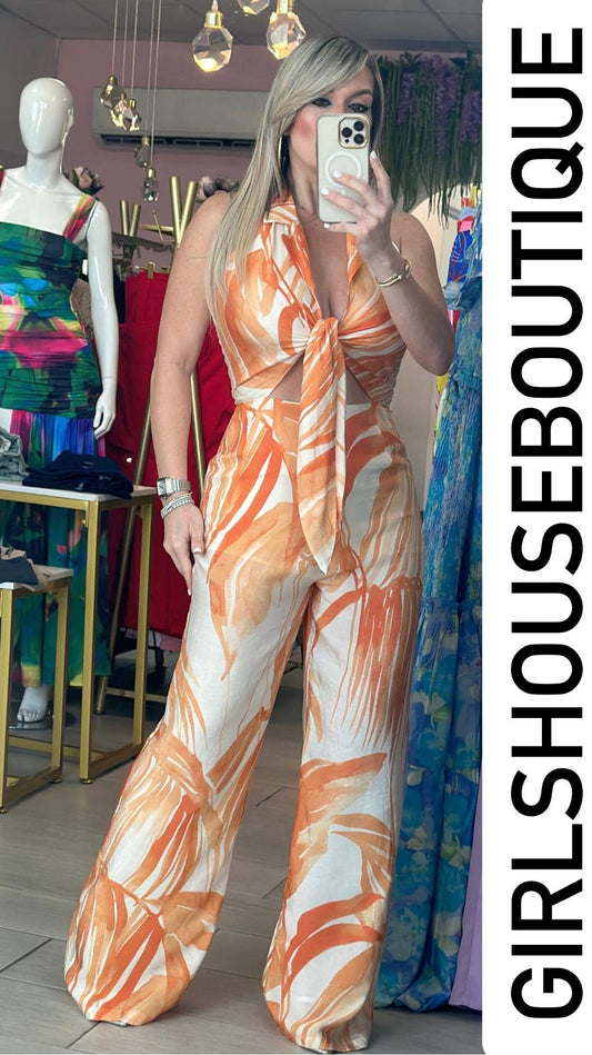 Sunset Breeze Tie Front Jumpsuit