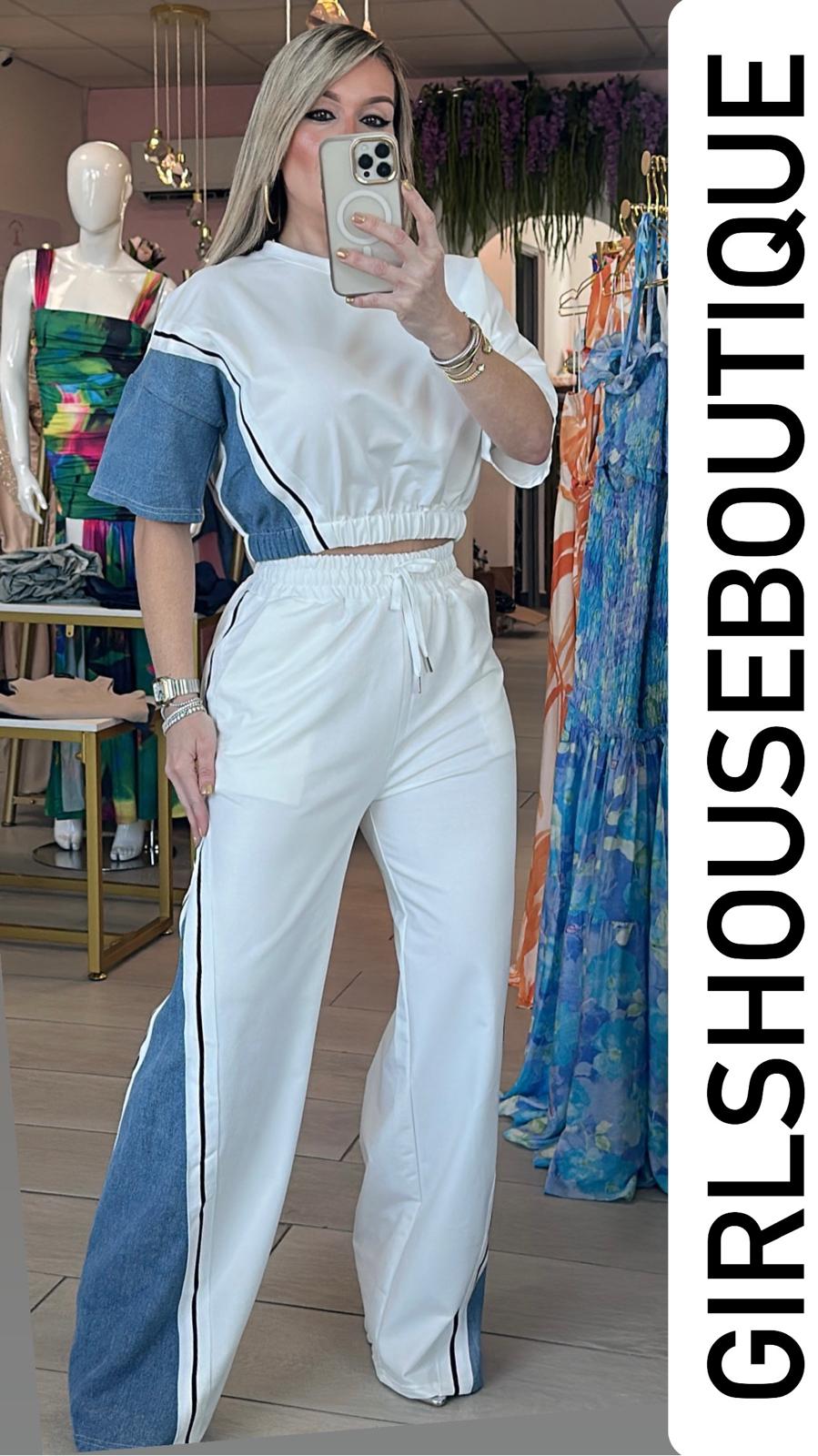 "Girl in White Jogger Set"