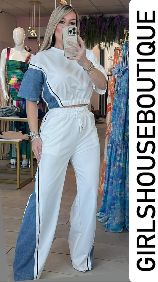 "Girl in White Jogger Set"