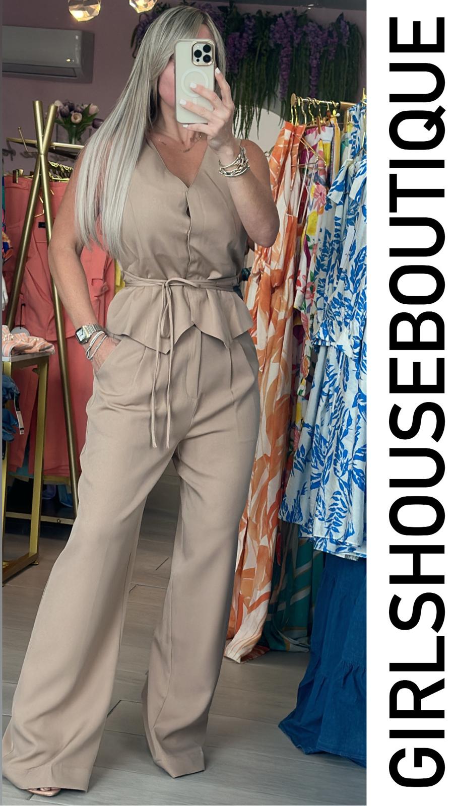 Sand Blazer Vest & Pant Set