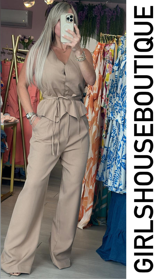 Sand Blazer Vest & Pant Set