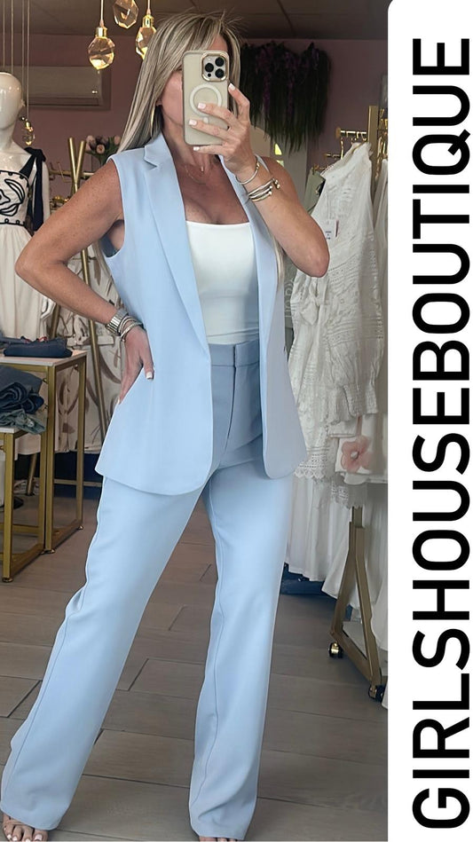 Sky Blue Vest / Pant Set