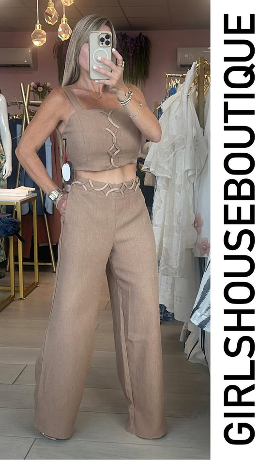 Lauren Taupe Top & Pant Set