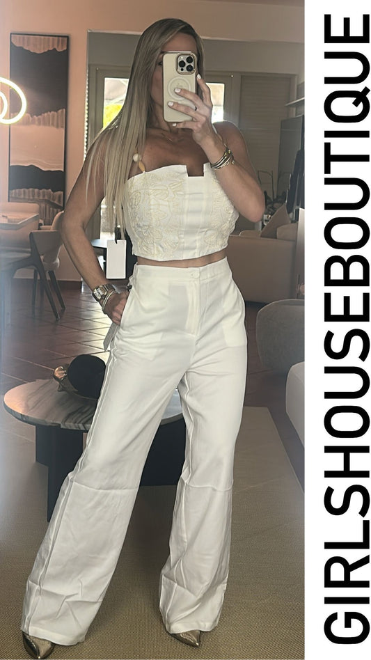 Zayath Off White Top & Pant Set