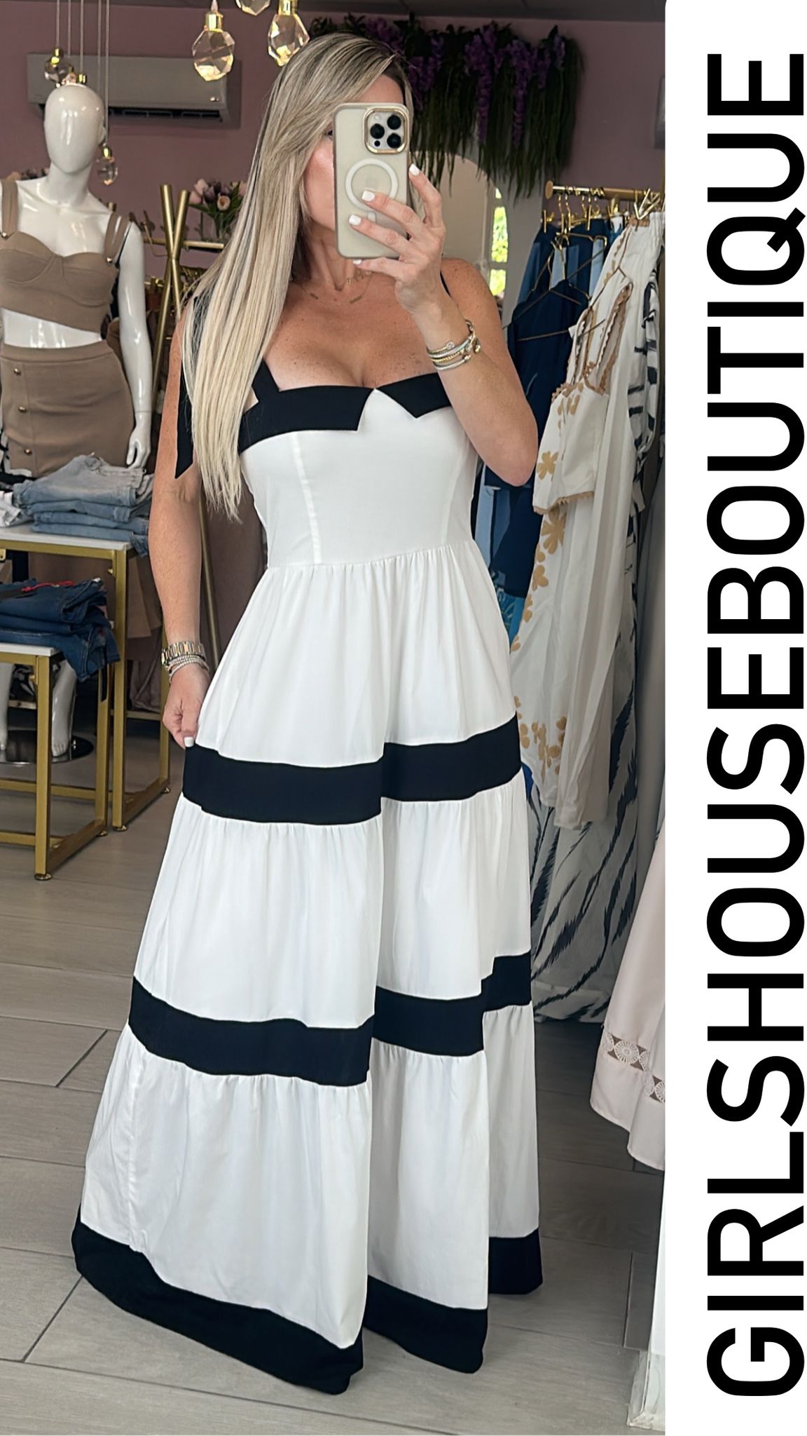 Eloise Black & White Maxi Dress