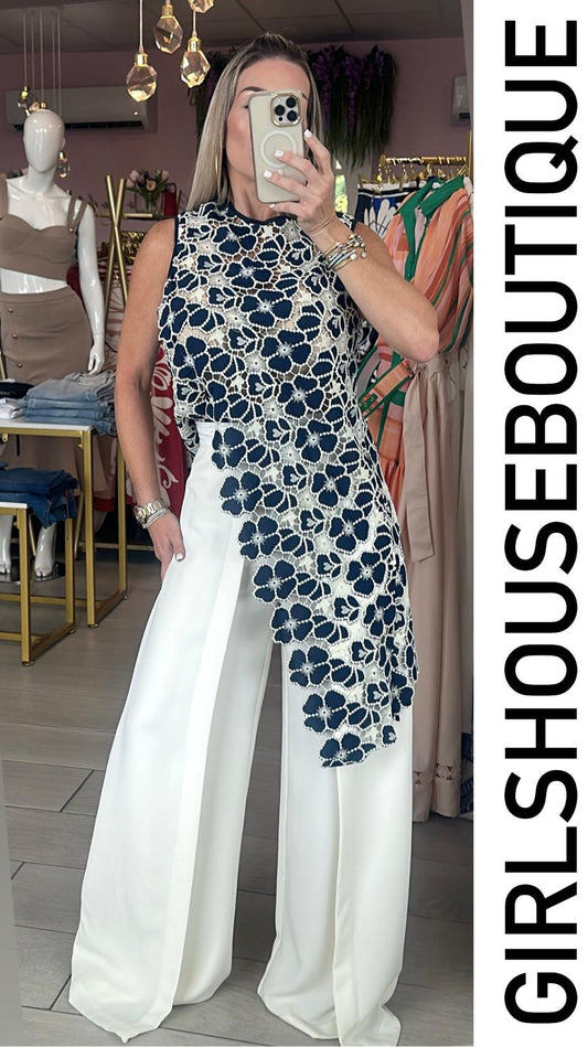 White Wide Leg Palazzo