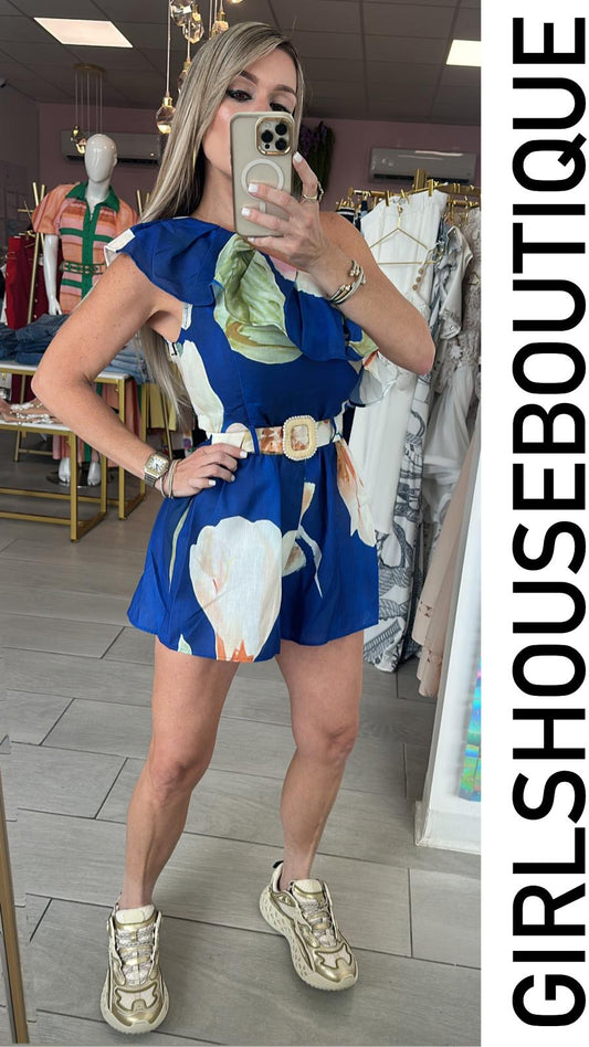 Natalia Blue Flower Romper