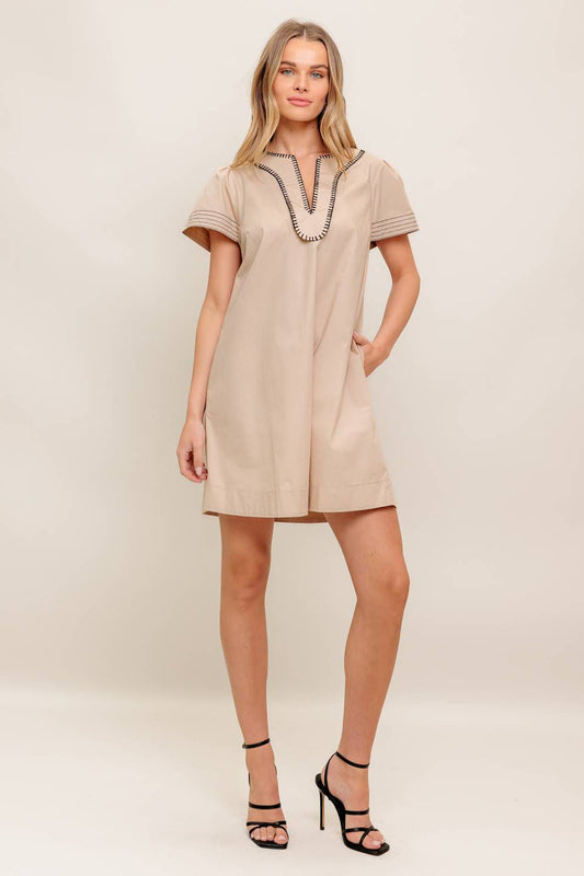 Daisy Solid Neckline Dress