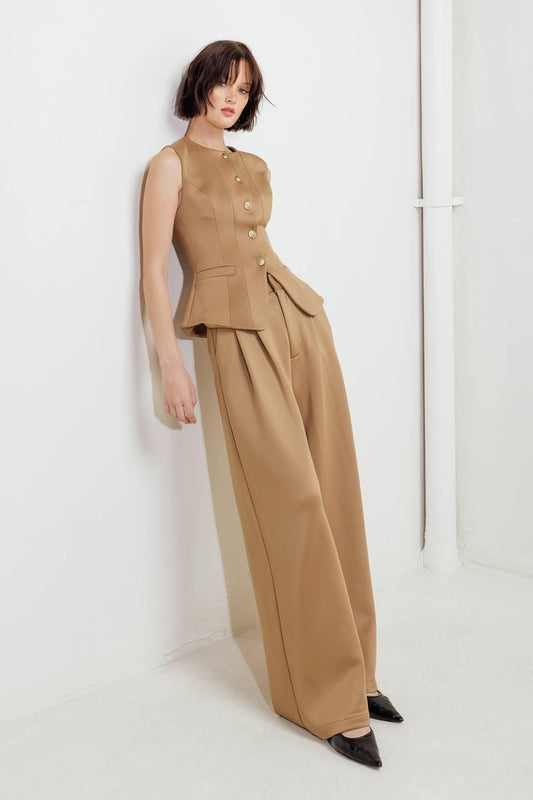 Zaiath Camel Vest & Pant Set