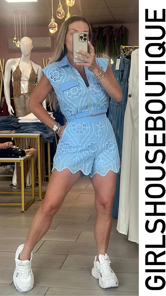 Shey Baby Blue Top / Pant Set