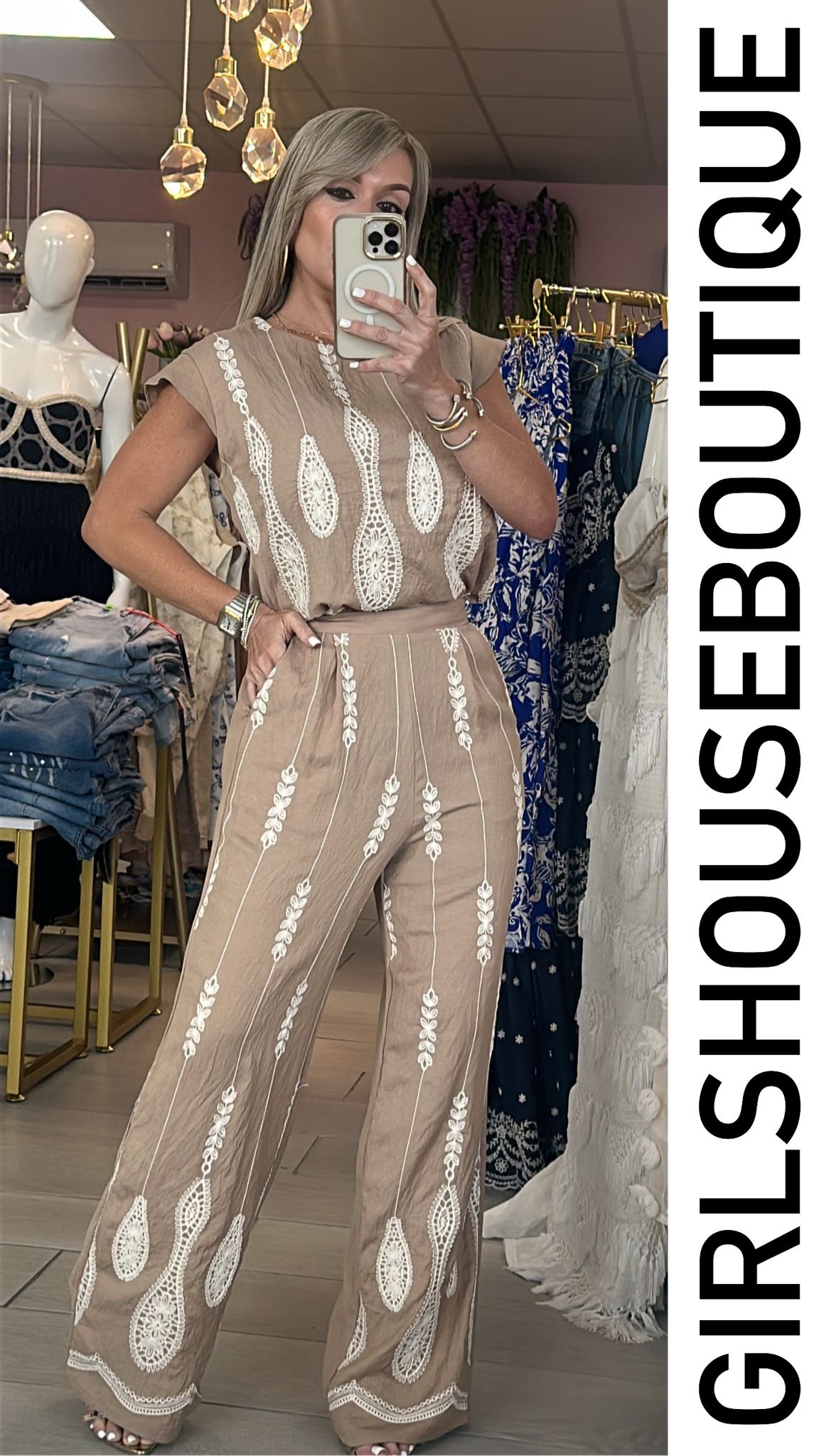 Catch Dream Taupe Top & Pant Set