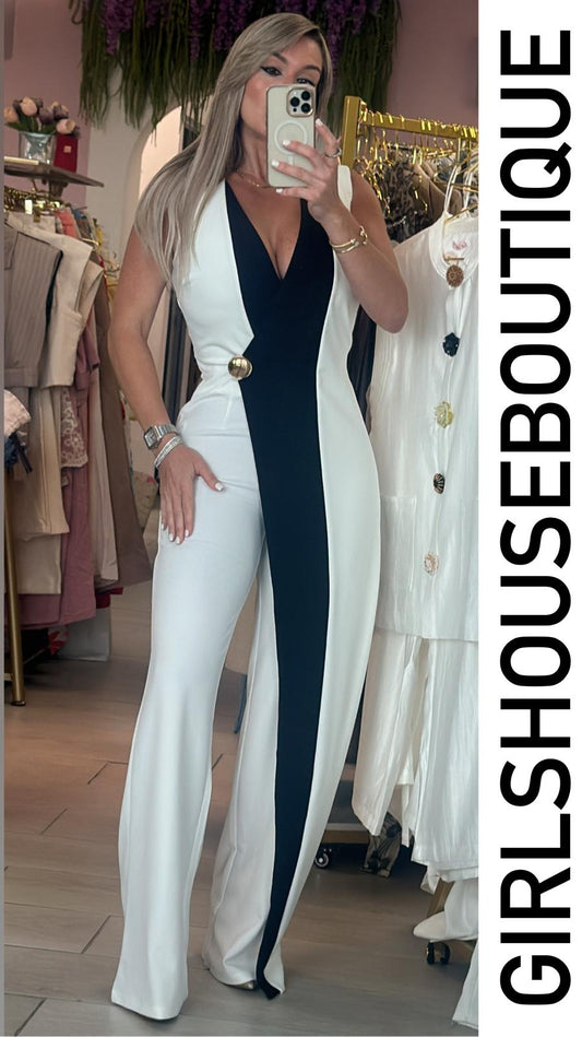 Vous Black & White Jumpsuit