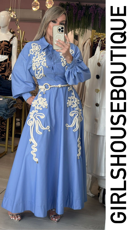 You Are All I See Blue Shell Maxi Dress