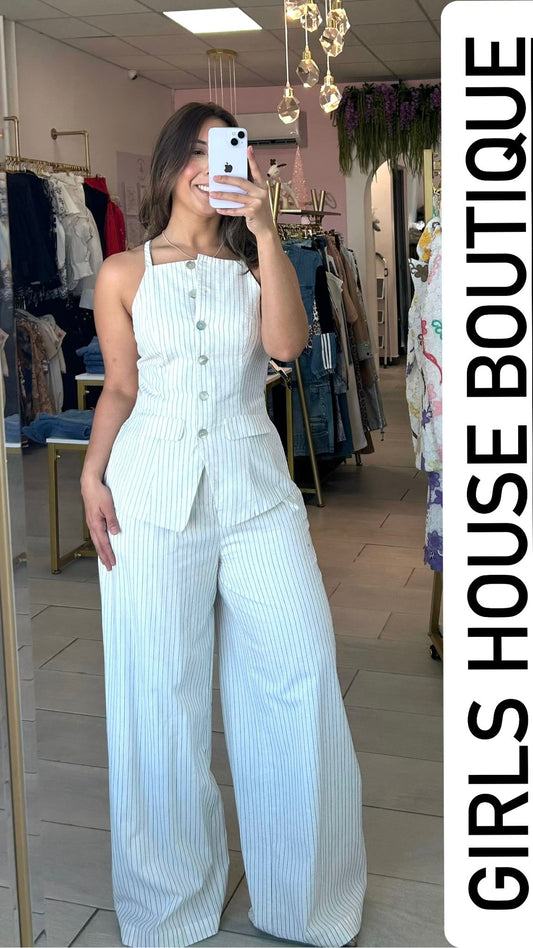 Faux Woven Top / Pant Set