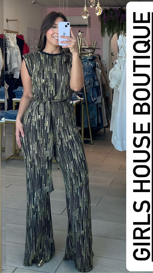 Isadora Black-Gold Jumpsuit
