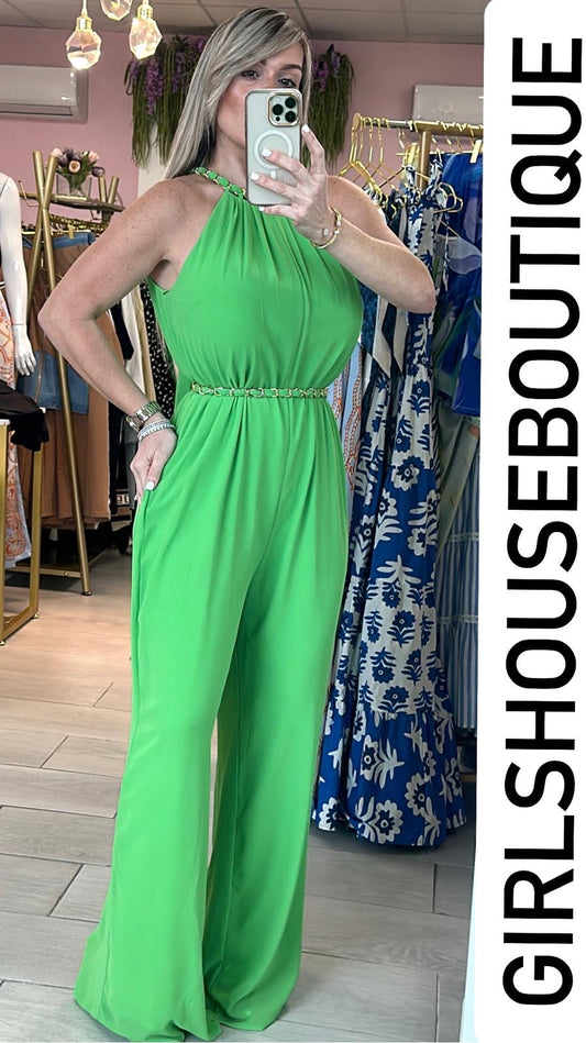 Lara Green Halter Jumpsuit
