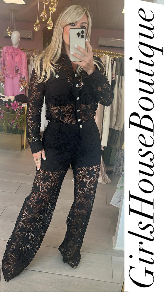 Black Crochet Long Sleeve