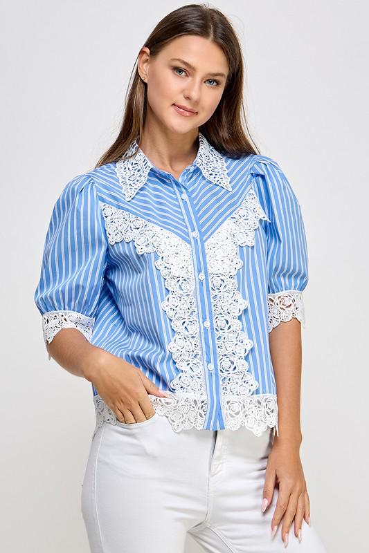 Light Blue Strip Blouse